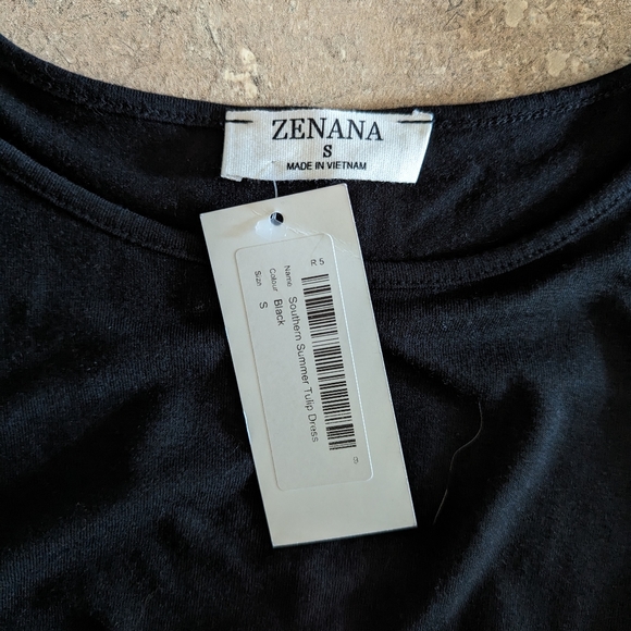 Zenana Black Tulip Style Dress with Tie - Picture 8 of 10